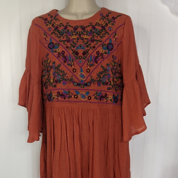UMGEE Boho Bliss Embroidered Swing Dress Sz S - Picture 6 of 12
